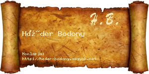 Héder Bodony névjegykártya